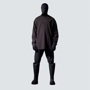 Yeezy Gap Heavy Jersey Long Sleeve Logo Tee in Color Black Size Large